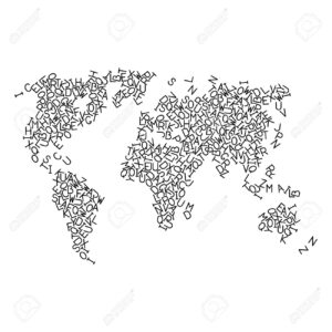 161982569-mappa-del-mondo-dal-modello-di-lettere-sparse-dell-alfabeto-latino-nero-illustrazione-vettoriale